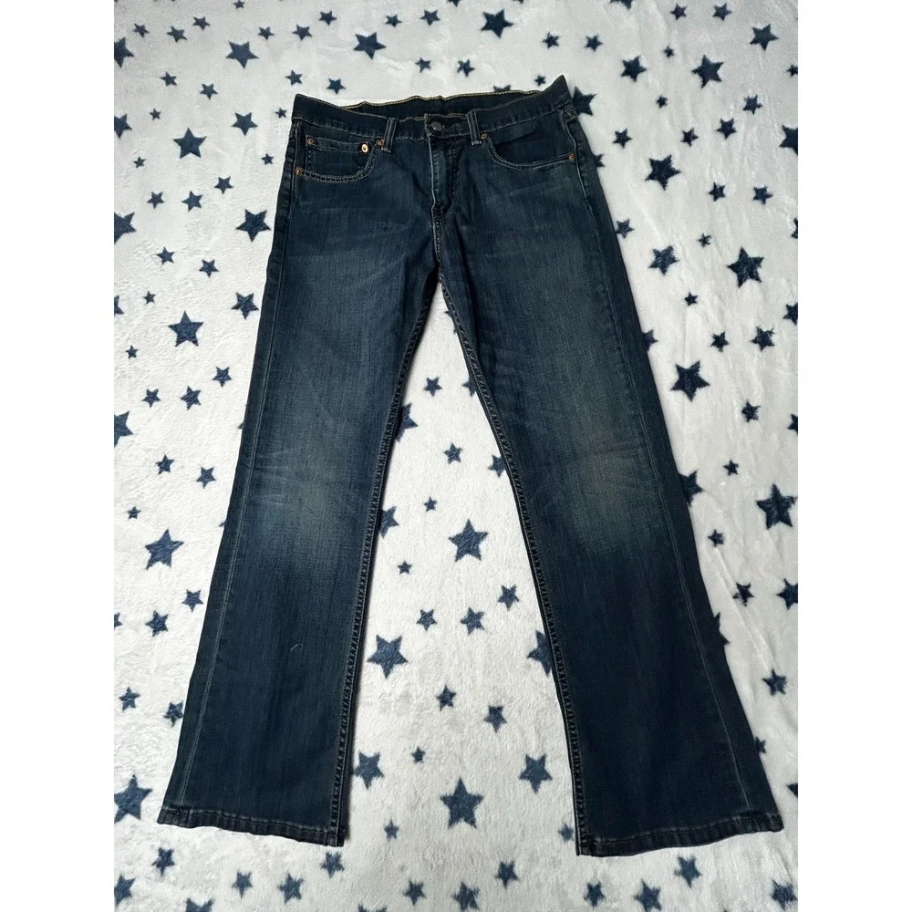 Levis 527 Jeans Mens 34x30 Blue Bootcut Stretch Denim Dark Wash Pants